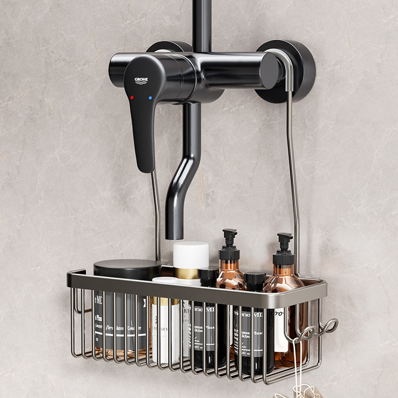Bathroom Faucet Hanging Basket, Bathroom Shampoo and Shower Gel Draining Basket, No-Installation Space Aluminum Bathroom Storage Rack Bathroom Faucet Hanging Basket, Bathroom Shampoo and Shower Gel Draining Basket, No-Installation Space Aluminum Bathroom Storage Rack