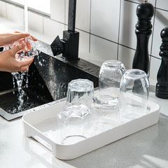 水杯托盤長方形家用放茶杯北歐輕奢客廳塑料商用拖盤盤子水壺餃子