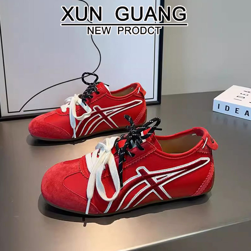 真皮内增高德训鞋女鞋2025秋季新款平底百搭糖果色休闲运动板鞋女|undefined