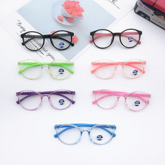 1013 new anti-blue light glasses round cute fashionable jelly color children's boys and girls flat mirror goggles