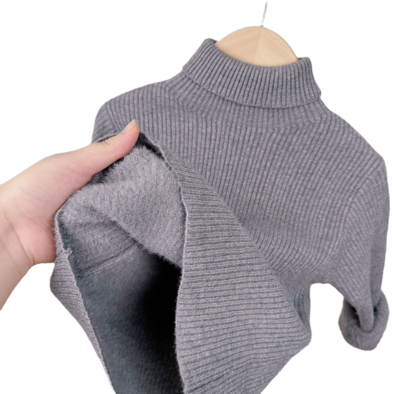 Suéter de invierno y otoño universal para niños engrosado en una camiseta de lana caliente para bebés de punto de fondo elástico de cuello alto para hombres y mujeres
