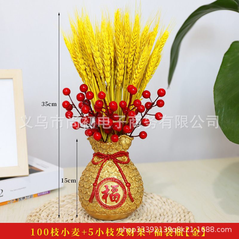 Oro trigo oído flor seca fortuna fruta bolsa de dinero salón decoración ramo apertura inauguración Nuevo Hogar regalo Año Nuevo