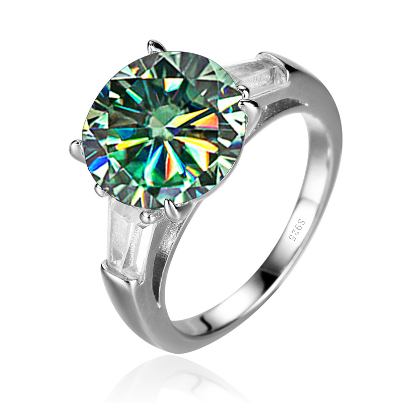 S925 plata de lujo de oro de 18 quilates de 5 quilates D anillo de piedra de moissanita en stock