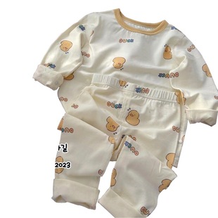 Authentic size Roll Children's Home clothing set for boys and girls autumn and winter pajamas cotton two-piece spot a generation of hair