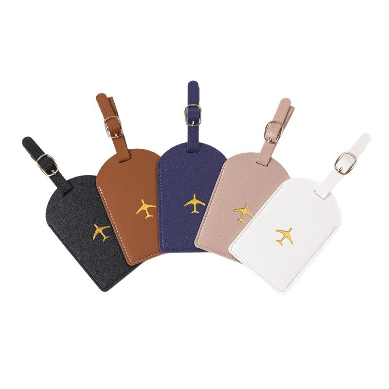 Cross-Border In-Stock Pu Leather Boarding Pass Tag, Multi-Color Simple Luggage Tag, Thickened Faux Leather Travel Convenient Luggage Tag