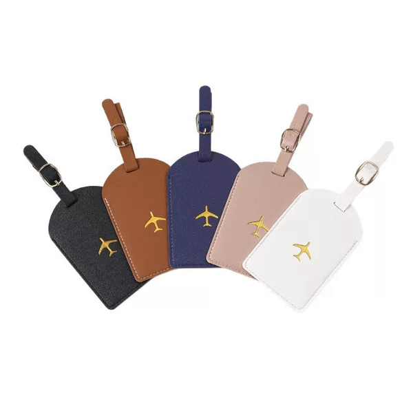 Cross-Border In-Stock Pu Leather Boarding Pass Tag, Multi-Color Simple Luggage Tag, Thickened Faux Leather Travel Convenient Luggage Tag