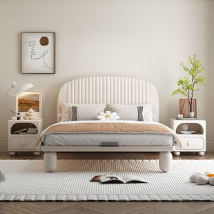 Solid Wood Suspension Lamp Bed Boy Light French Cream Light Luxury Children's Bed Small Apartment Bedroom