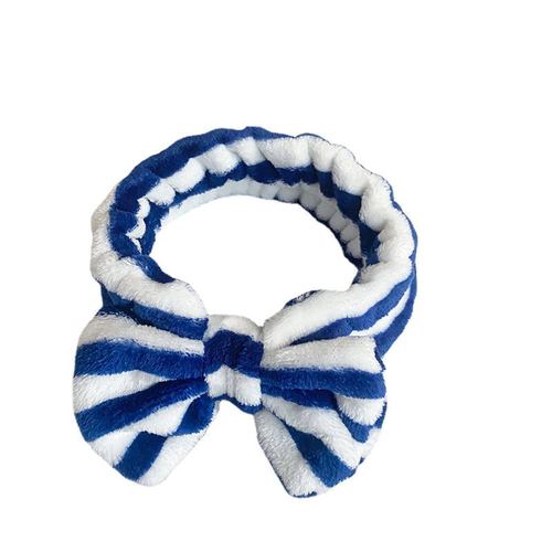 Korean Version Women's Striped Polka Dot Leopard Print Bow Hair Band Headwear Flannel Sports Washable Hair Ties Hair Band Wholesale