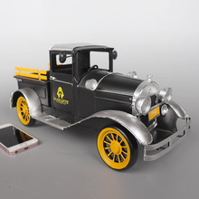 跨境新款仿真福特皮卡模型老爷车装饰手工金属工艺品摆件铁艺礼物