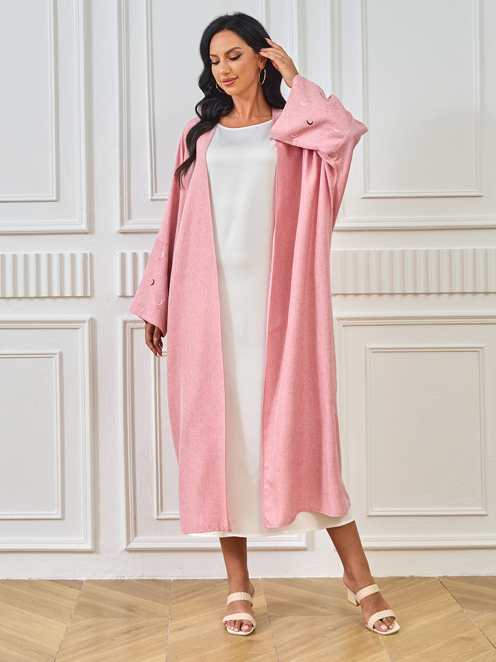 YLL05 Foreign Trade Abaya 2024 Summer Middle Eastern Cross-border Muslim Elegant Cardigan Embroidered Dress Robe For_ecoleips.com