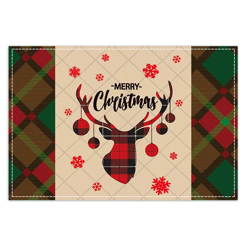 Transfronterizo temu explosión de Navidad invierno árbol de Navidad muñeco de nieve lino estampado conjunto de lino estampado