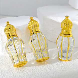 10ml Essential Oil Bottled Gold UV Electroplating Perfume Bottled Bottled Empty Bottle Bronzing Glass Beaded Empty Bottle Sample Bottle
