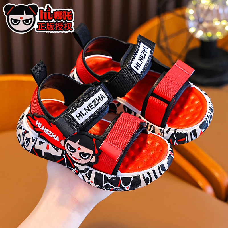 Genuine Nezha sandalias de verano para niños y niñas antideslizantes suela suave, sandalias de playa transpirables para niños de mediana edad y grandes