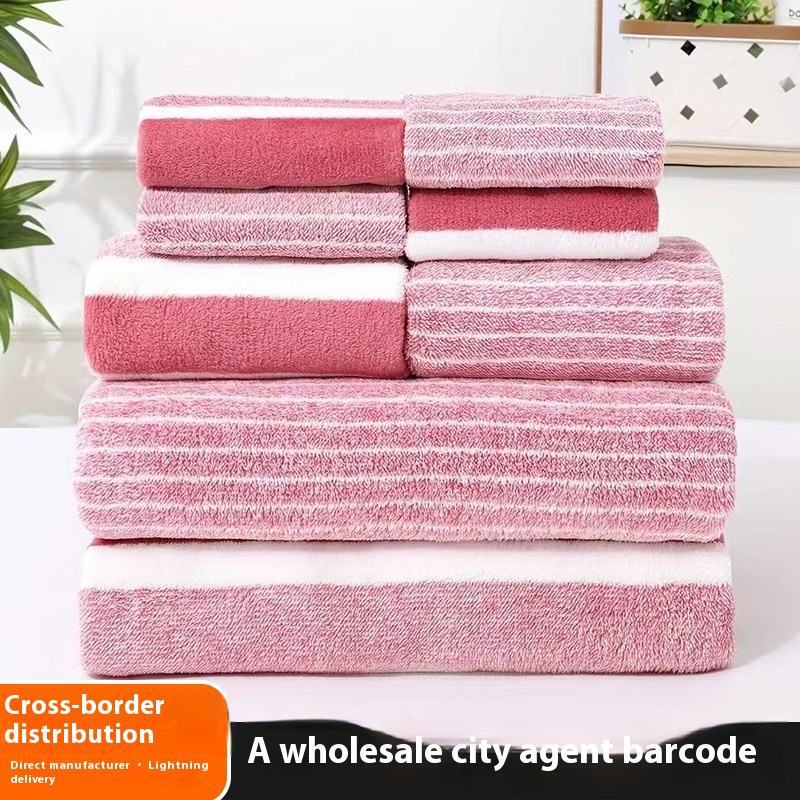 Colorful Striped Knitted Quick-Drying Fashionable Design Modern Household Microfiber Square Towel Absorbent Thickened Towel