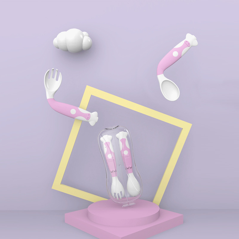 Baby complementary spoon elbow fork spoon suit children self-feeding baby learning to eat training spoon tableware suit