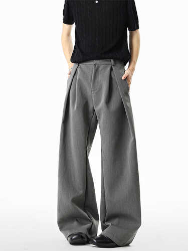 American-style three-dimensional herringbone pleated tapered trousers—new autumn unisex relaxed-fit casual pants, high-end slimming wide-leg long pants.