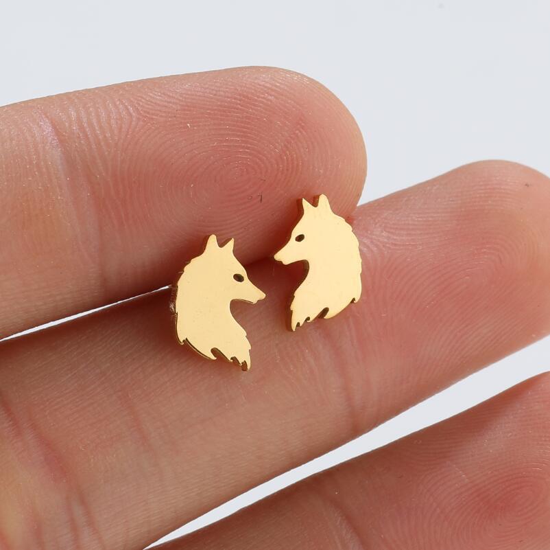 Wolf Pattern Men'S Gender 1 Pair Simple Style Wolf 304 Stainless Steel 18K Gold Plated Ear Studs