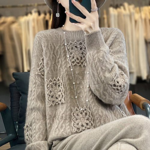 Three, five and seven stitches heavy cardigan, thick hollow hook pattern sweater, strictly selected knitwear, lazy style knitted sweater