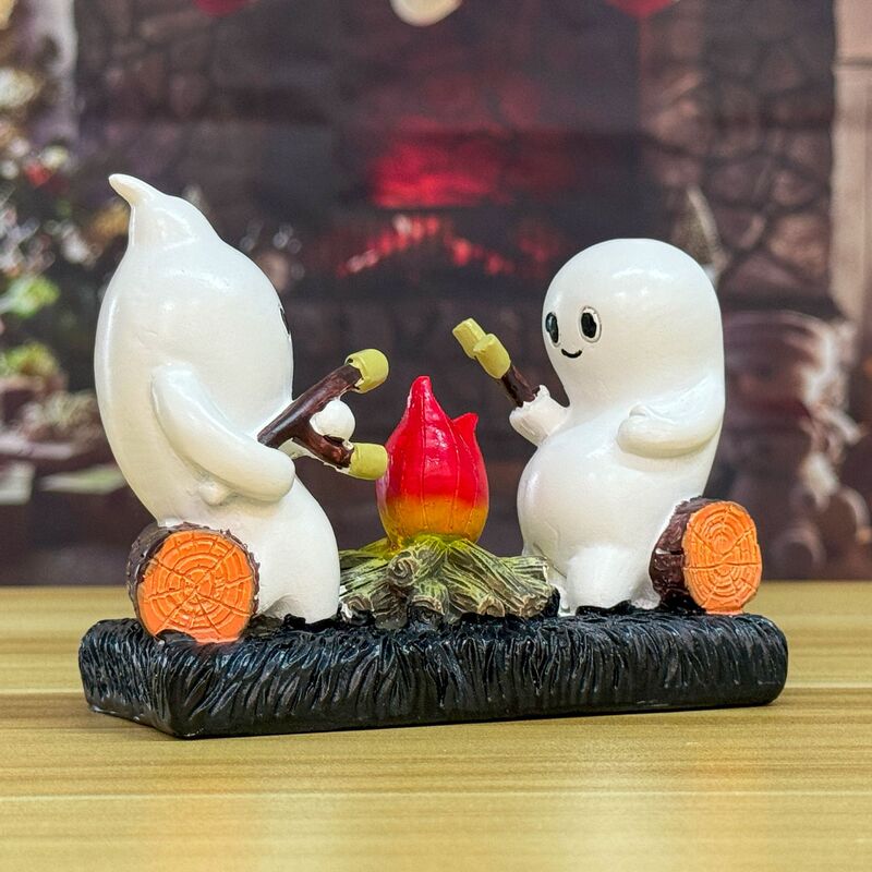 跨境爆品万圣节创意幽灵篝火树脂摆件两个幽灵烤火装饰品摆件|undefined