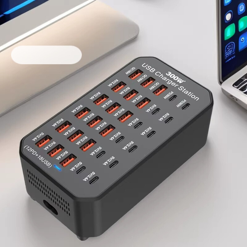 30-Port Multi-Port Charger Plug Fast Charging Multi-Port Smart Socket 300W Desktop Charging Station USB Pd Charger