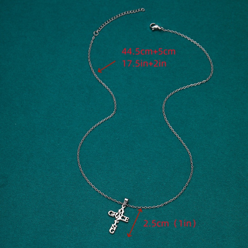 10g Weight 201 Stainless Steel Pendant Material Wholesale Jewelry Vintage Style Classic Style Cross Letter Heart Shape 201 Stainless Steel Polishing Pendant Necklace Cable Chain