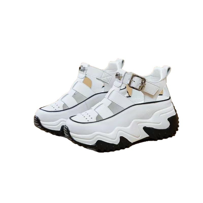 High-end hueco zapatos de papá para mujeres 2026 verano nuevo fondo grueso versátil aumento de altura ventilación sandalias deportivas romanas