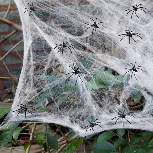 Halloween spider web cotton spider web plastic small spider bar mystery room haunted house outdoor decoration props wholesale cross-border