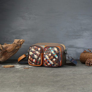 (Cross-border trading), woven capacious camera, equipment bag, one-shoulder bag, genuine leather