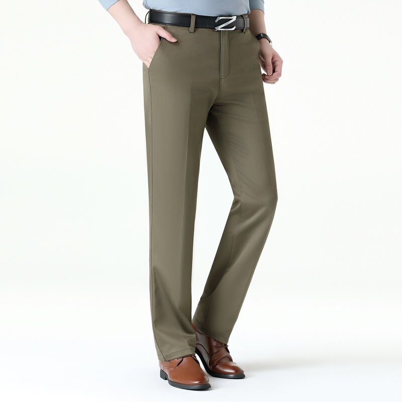 Men's High-End Casual Pants Autumn and Winter Thick Style Middle-Aged Business Straight Non-Iron Long Pants Dad's Loose Versatile Trousers