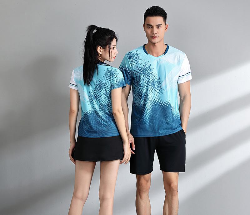 Camisas de bádminton secas rápidas nuevas camisas de mangas cortas de voleibol de tenis de mesa para hombres ropa deportiva de pareja de verano
