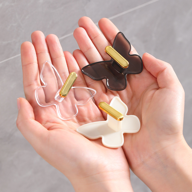 Cross-border new butterfly hook light luxury hook bathroom non-perforated strong load-bearing kitchen door back bag hook