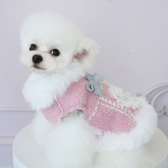 宠物衣服秋冬新款泰迪比熊毛毛马甲防寒保暖可爱中小型犬衣猫咪衣