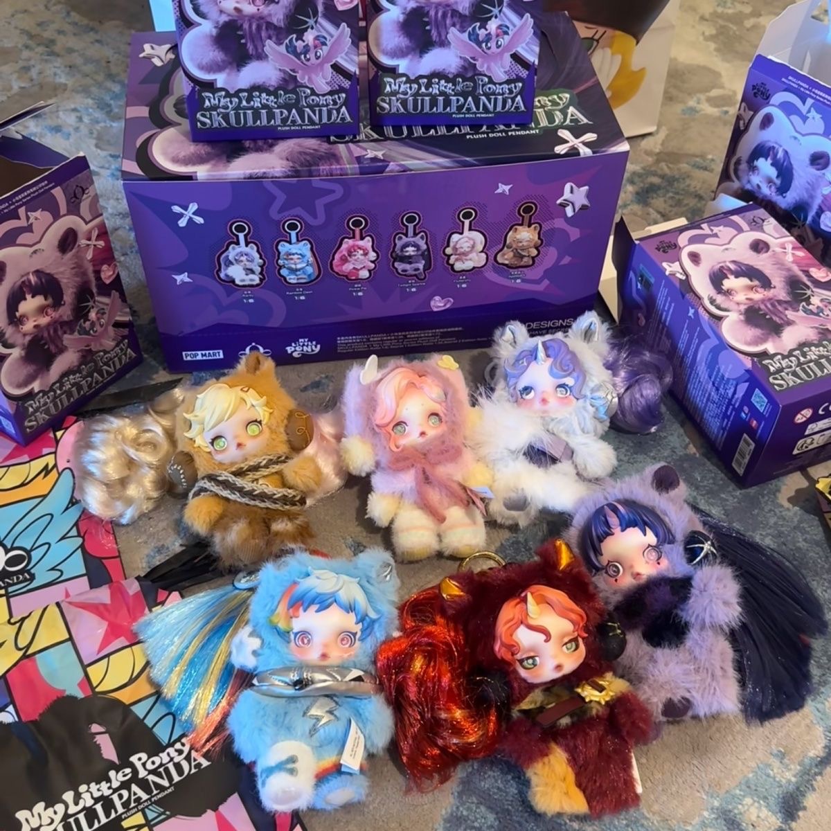 广东版新款SKULLPANDAx小马宝莉系列毛绒公仔挂件SP盲盒手办批发