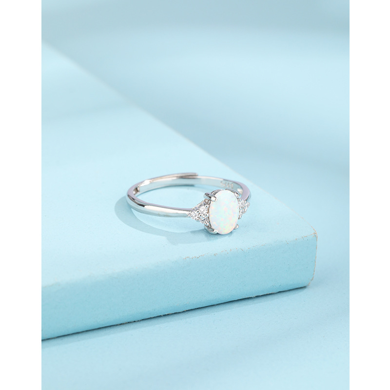 Temu transfronterizo 925 plata esterlina Opal anillo de mujer ins abierto ajuste Amazon Europa América Opal anillo