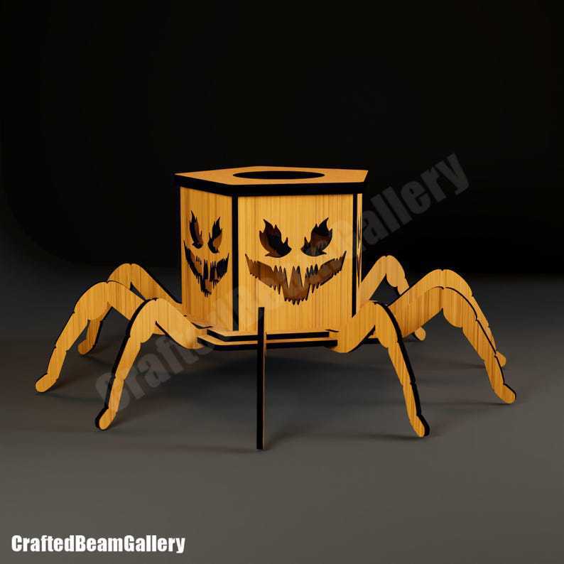 クロスボーダー新製品ゴーストハロウィンスパイダーミニランタン燭台装飾面白い装飾品木製工芸品|undefined