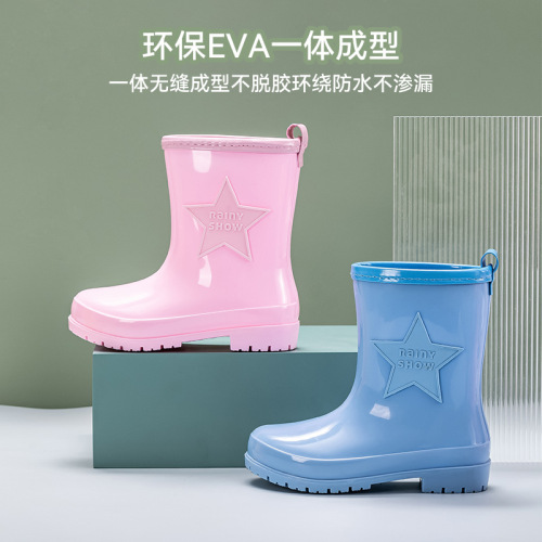 Children's Waterproof Rain Boots, Cross-border Waterproof Mid-calf Rain Boots for Boys and Girls, Lightweight, Non-slip Water Shoes for Students (Size 27-40)