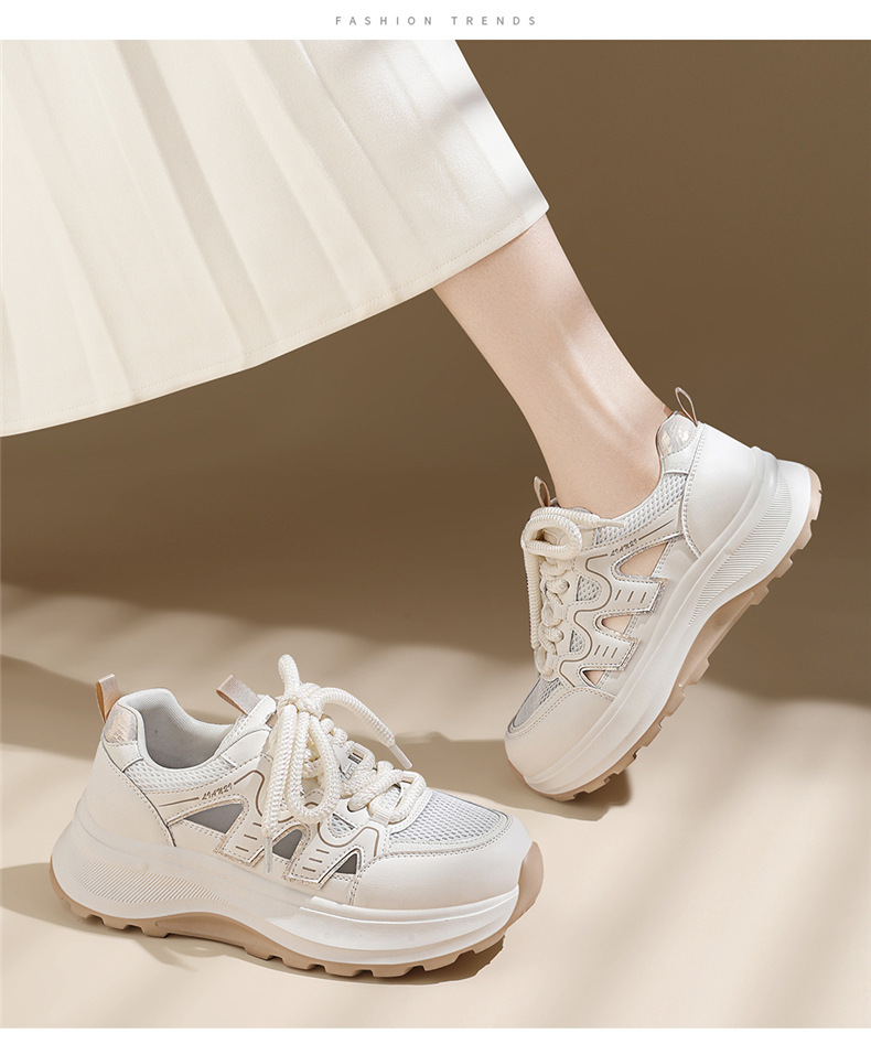 Giày sneaker nữ đế dày da thật thoáng khí kiểu dáng xu hướng mùa hè 2026, dép quai hậu khoét lỗ — 7218 mét xám, Màu mơ 7218 chi tiết 12