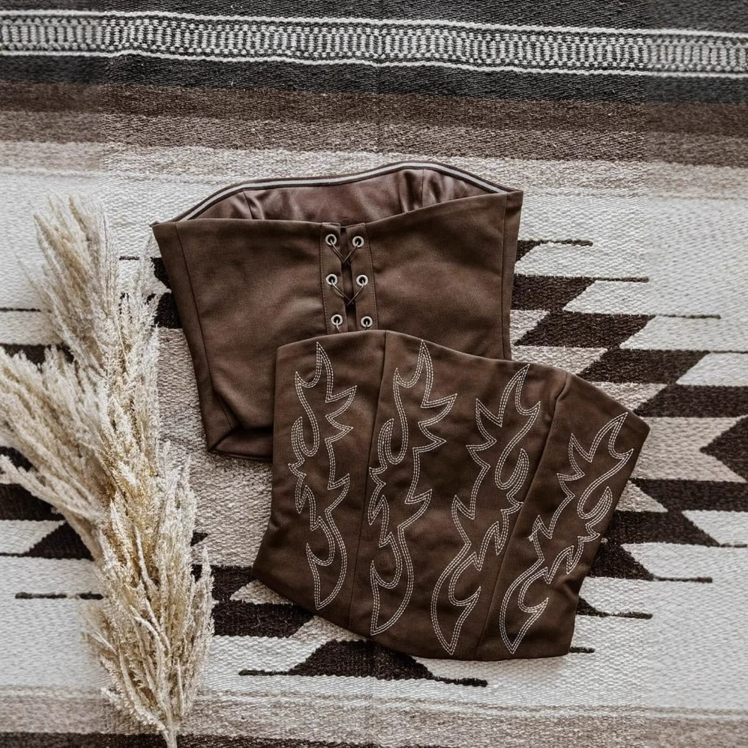 2025 европейская и американская женская независимая станция Amazon коричневый цифровой принт куртка с завернутым грудным шнурком