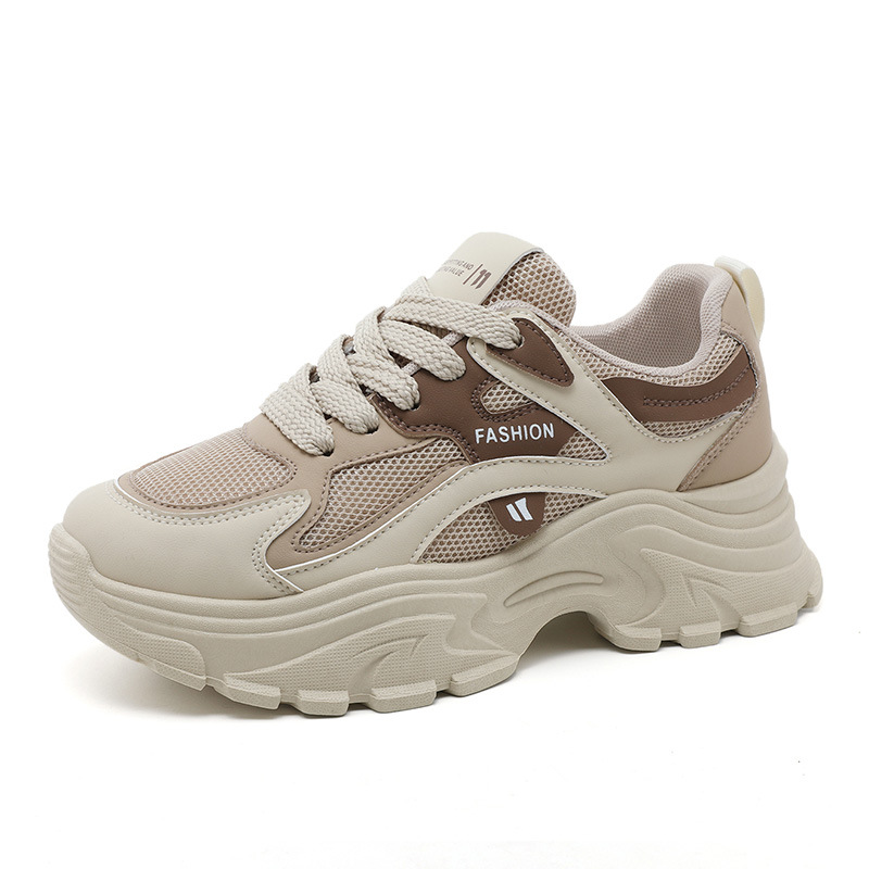 Qrj06 Nuove scarpe da donna in mesh traspirante con suola spessa e stile coreano alla moda per papà, primavera/estate_voghion.com