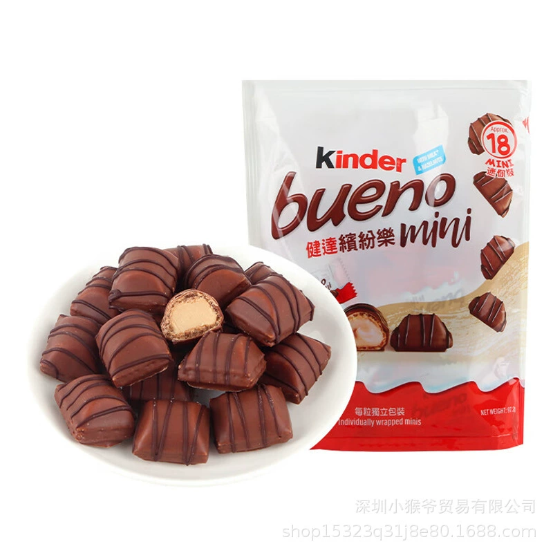 Шоколадные вафельные мини-леденцы Kinder Bueno 97,2 г, с начинкой из молока и фундука, в индивидуальной упаковке