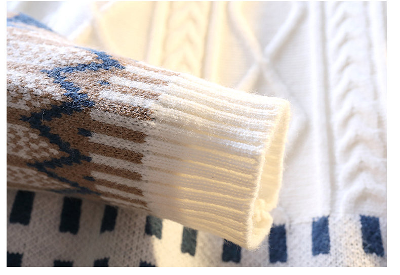 Herren-Langarm-Strickpullover, lässig, locker geschnitten, Rundhalsausschnitt, Polyester-Kaninchenwollmischung, Herbst-Winter-Mode mit Emblem-Design_voghion.com