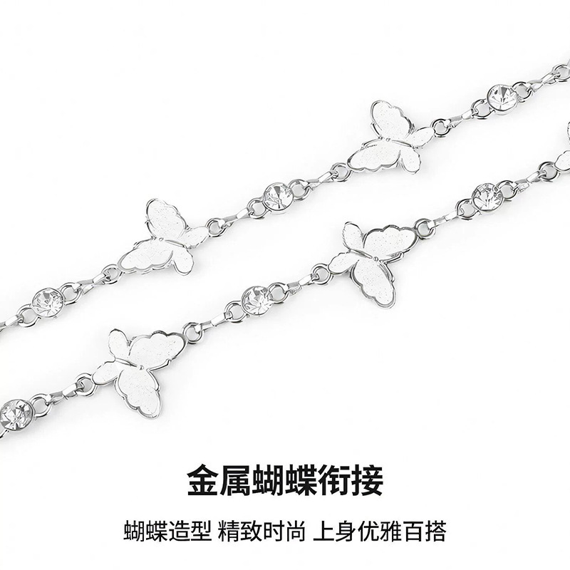蝴蝶腰链女配裙子金属链条复古裤链配银色细腰带腰封连衣裙收腰|undefined