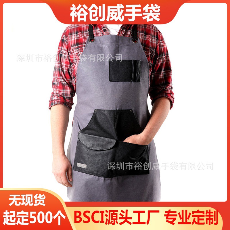 亚马逊新款工具围裙汽车维修打蜡帆布外理工具围裙烧烤木匠围