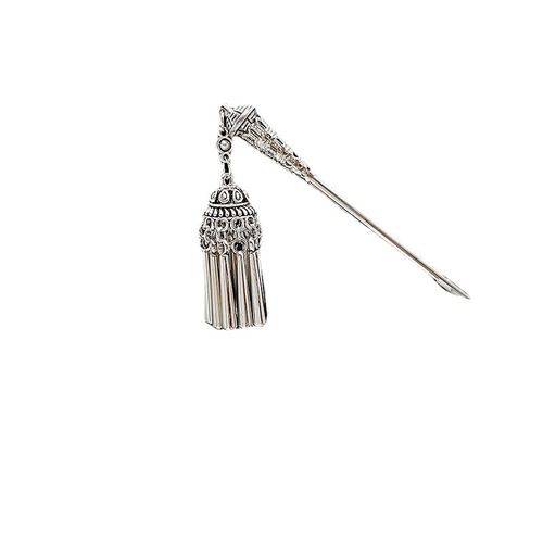 New Chinese style national trend hairpin, ethnic minority style Hanfu palace walking turquoise hollow flower tassel hairpin