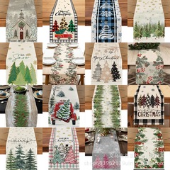 新型のクロスボーダーのクリスマスの装飾、クリスマスツリーの雪の花のテーブルの旗の亜麻の丈夫な食事のテーブルクロスの特別な供給