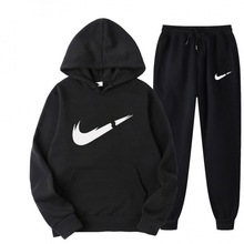 跨境欧美运动卫衣男女套装两件套运动男秋冬连帽套装卫衣一件代发