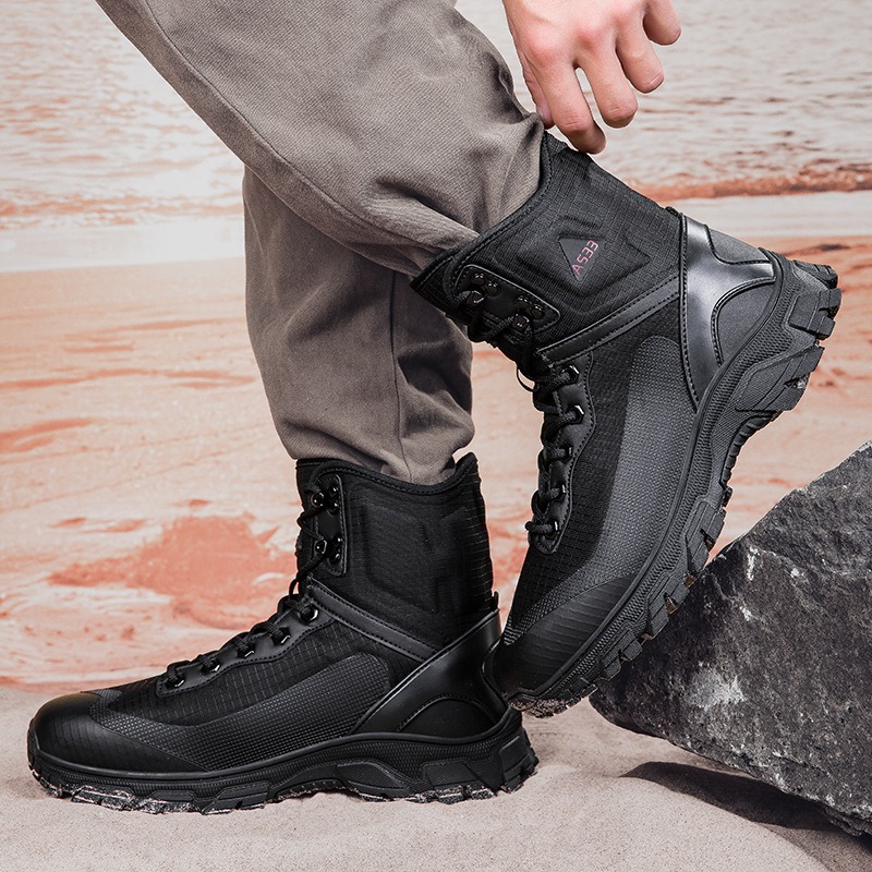 Nuevas botas militares al aire libre de gran tamaño transfronterizas, botas de combate deportivas, botas de hombre de rango medio, zapatos de senderismo resistentes al desgaste, botas tácticas de senderismo
