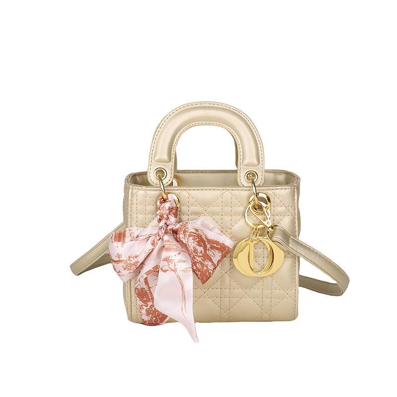 Daifei bordado bolso cuadrado pequeño bolso de moda pañuelo de seda para mujeres bolso lingge Senior nicho 2025 nuevo bolso para niños