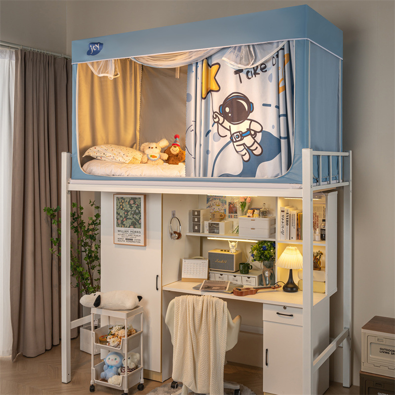 Nuevo tipo de instalación gratuita dormitorio de estudiantes cama individual mosquitera anti-mosquitos 2025 nueva cama superior e inferior dormitorio para bebés anti-caída