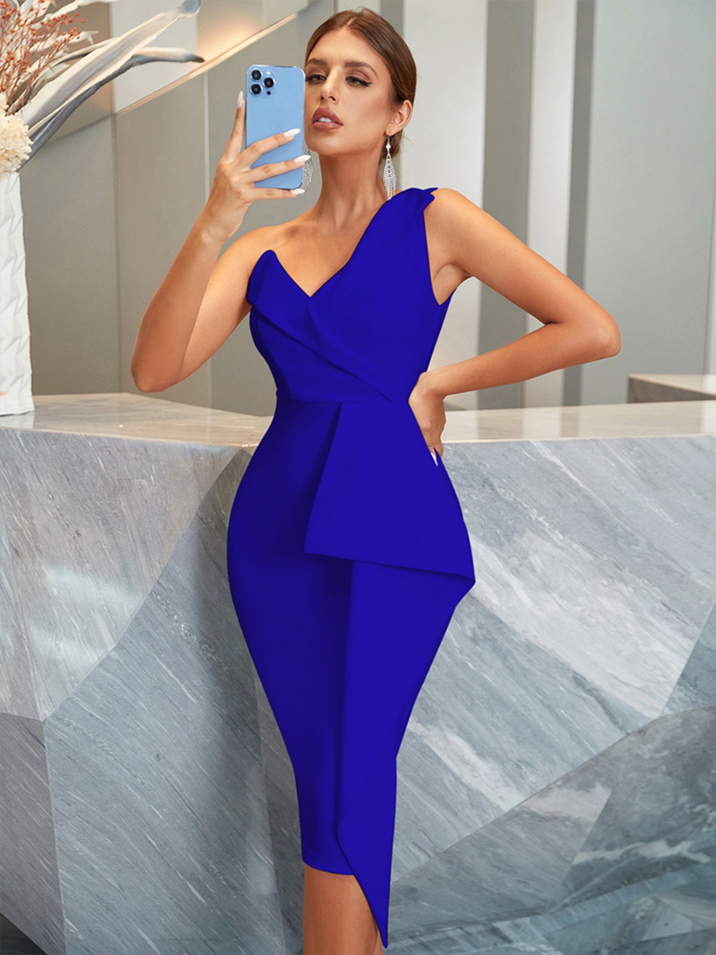Europa y América Amazonas temperamento hombro delgado vestido de lápiz estilo de moda de estilo de diseño vestido de fiesta